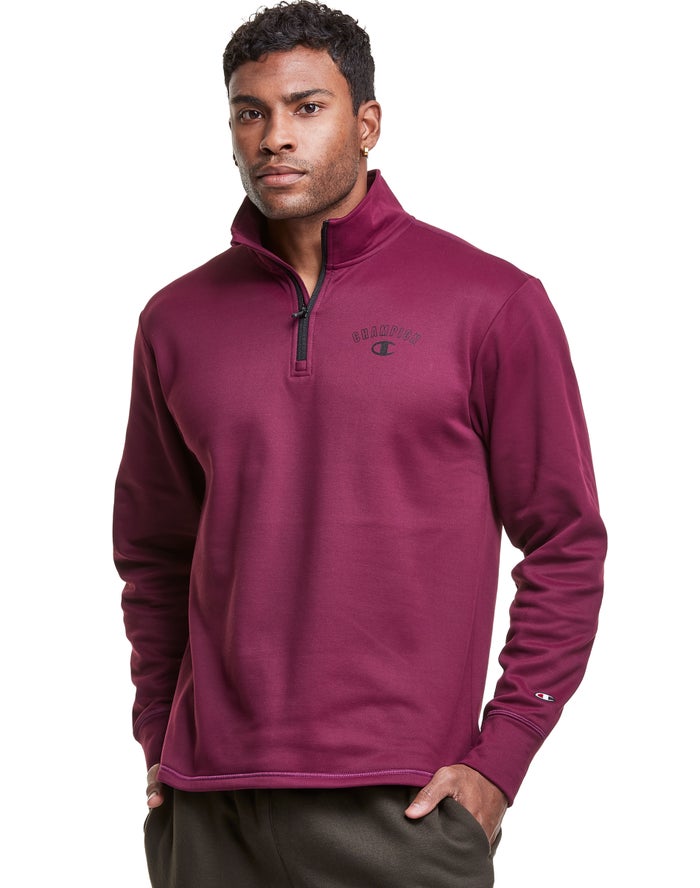 Champion Game Day 1/4 Zip Block Arch Logo Erkek Sweatshirt Mor ( NDPFGC901 )